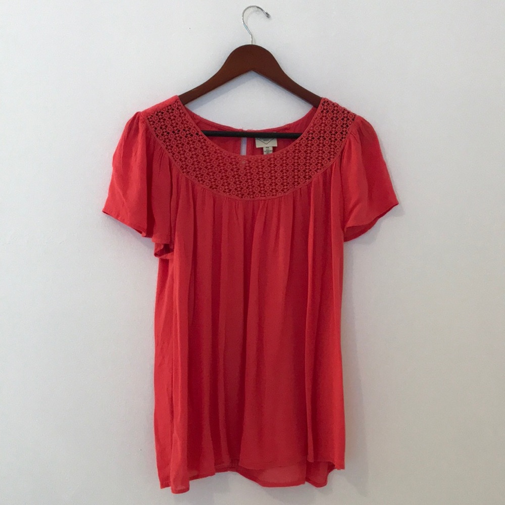 CORAL CROCHET BABYDOLL TOP!